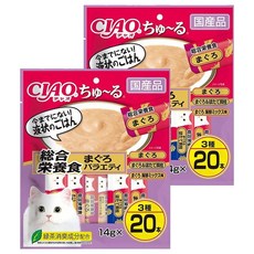 INABA CIAO 啾嚕 肉泥-綜合營養食 20p, 鮪魚海鮮綜合, 280g, 2袋