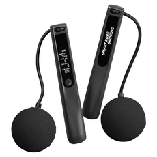 好拾選物 運動健身智能計數跳繩, 加重加粗鋼絲繩, 防纏繞不斷結, 語音智能計數, TYPE-C充電, 黑色, 1組, 2.8m x 6.5cm