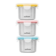 cuitisan 酷夢系列 副食品多用途保鮮盒 大, 黃色 + 粉色 + 藍色, 250ml, 1組