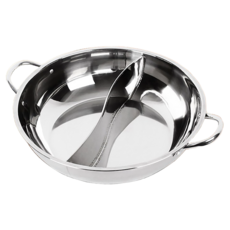 電磁爐適用雙耳鴛鴦鍋, 34cm, 銀色, 1個
