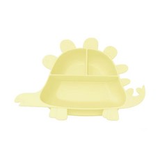 BESOViDA 恐龍全矽膠學習餐盤, 28.7 x 20 x 3.8cm, 劍龍 淡檸黃, 1個