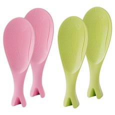 Pia 站立式鯨魚飯匙 2款 x 2入組, 綠色, 粉紅色, 1套