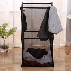 DOSell 網狀通風折疊式2層洗衣籃, 黑色