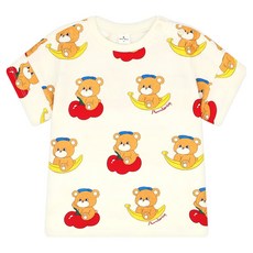 MilkBaby 아동용 통기성 작고 귀여운 곰돌이 반소매 티셔츠