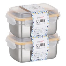 STENLOCK 史丹利 Cube不鏽鋼長方形密封保鮮盒 6號, 2個, 1000ml