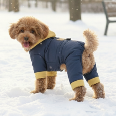 바오스레 반려동물 도톰한 초겨울 핫패딩 하네스, 투톤블루, 1개