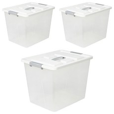 mbko 可提鎖扣堆疊式收納箱, 3個, 透明