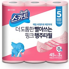 Kleenex 乾濕兩用拋棄式抹布 粉色加厚款, 45張, 3捲