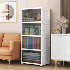 AOTTO 創意傢俱 55面寬透明可視翻蓋四層收納櫃 AC-081BK, 透黑色