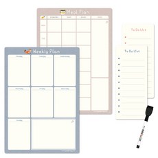 PANDAMONG 冰箱磁吸備忘板 A4 彩色調色盤計畫本 飲食計畫表 粉紅色 + 週計畫表 藍色套組