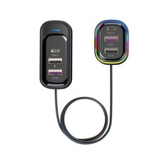 AUTO CREW 車用6埠USB點菸器超高速充電器, 黑色, AC-DT80