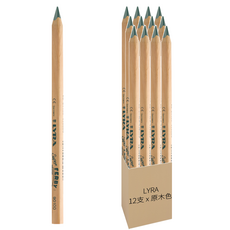 LYRA 兒童三角原木鉛筆 (17.5cm) 圓滑三角造型 握感舒適 筆芯堅硬不易折斷 無漆筆身 安全環保, 12支, B 原木色