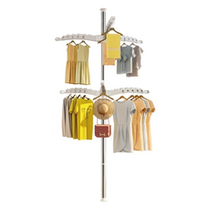 家家楹 旋轉多杆曬衣架 HG-003 毛巾架 伸縮衣架 寶寶曬衣 收納架, 白色