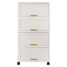 加厚翻蓋式收納櫃 可移動萬向輪 4層60面寬, 本白