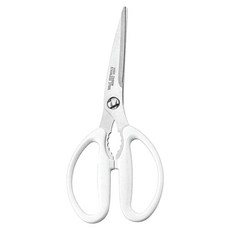 SHIMOMURA 下村 Fru-Veggie Smile 廚房剪刀 附罩套 適用於肉和蔬菜 易於清潔的分離式設計, 白色 + 銀色, 1支