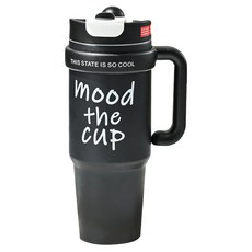 大容量雙飲手把保溫杯, 黑色, 1L, 1個