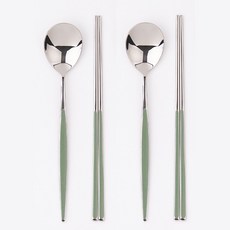 Bogen 橢圓陶瓷湯匙筷子2人組, 綠色, 湯匙2支 + 筷子2雙