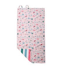 flapjackkids 兒童3in1雙面浴巾 背包 多功能 柔軟吸水快乾 超輕量攜帶方便, 動物園粉, 1入