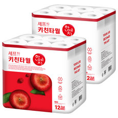 Hanyeji Chef 天然紙漿廚房紙巾 250抽, 12捲, 2個