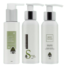 一糰人植萃旅行3件組 屋頂花園洗髮露 100ml + 卡爾花園沐浴露 100 ml + 洗卸透亮潔顏露 420g, 1組