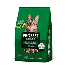 프로베스트 고양이 그린 전연령 기능성 사료, 헤어볼+장건강, 5kg, 1개