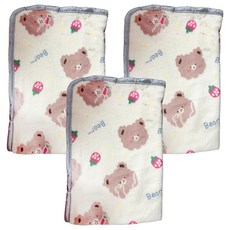 法蘭絨寵物毛毯, 草莓熊, 白色, 3件