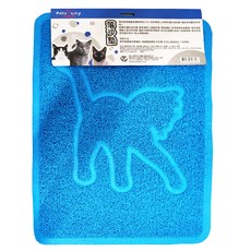 Pets city 寵物用落砂墊,貓印藍,柔軟材質呵護貓咪肉球,易於清潔,保持居家清潔, 480 x 350mm, 1個