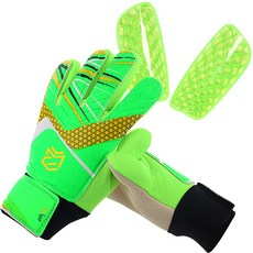 減震足球守門員手套+雙側護脛套組, 熒光（小腿、手套）