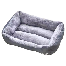 HISATO 方形凹型窩 貓狗通用寵物床 保暖墊, 灰米色, 1個