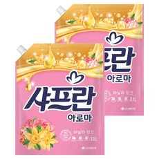 샤프란 아로마 섬유유연제 바닐라 핑크 리필, 2.1L, 2개