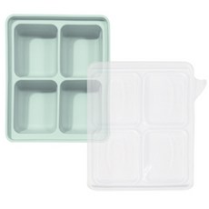 LIFE LANCE 矽膠方形4格製冰盒 + 附蓋, 薄荷綠, 1個