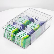 Ju and Ji 滑動式食品櫃抽屜整理盒 6L+ 隔板3入, 2個, 透明