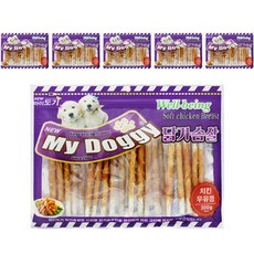 마이도기 강아지 건조간식, 치킨우유껌, 300g, 6개