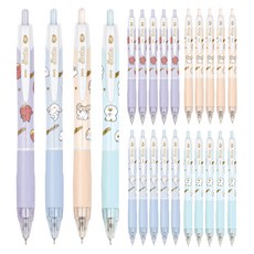 JAVAPEN JJUBA FRIENDS N Jetline 0.38mm 4色 x 3入組, 2套, 紫色, 薄荷綠, 蜜桃色, 藍色