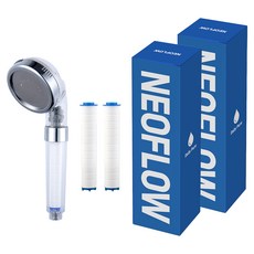 Neoflow 強力水壓過濾蓮蓬頭主體 + 濾芯 2入, 混合色, 2個