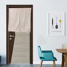 J&N 精緻印花十字雙開門簾 橘色 100%聚酯纖維