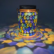 VISANG 應急彩繪玻璃太陽能庭院燈, 藍色