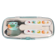 Rex LONDON 兒童餐具3件組, 湯匙 + 叉子 + 收納盒, 熱帶動物, 1組