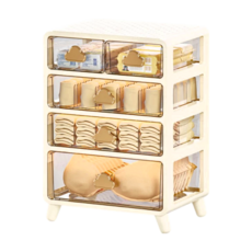 AOTTO 創意傢俱 北歐風四層內衣收納櫃 多功能收納盒, 47.5 x 24.5 x 34cm, 透明款