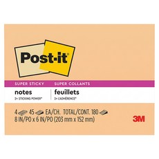 3M Post-it 利貼 狠黏便利貼 6845-SSP, 橘色 + 粉色 + 綠色 + 藍色, 180張, 1組