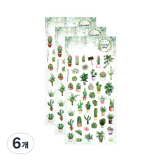 Petit 春季多肉植物貼紙 DA5482, 6個, 混合顏色