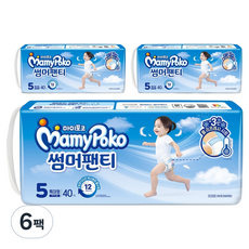 마미포코 썸머팬티 팬티형 기저귀 여아용 특대형, 5단계, 240매