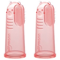 실리만 국내생산 실리콘 손가락 칫솔_투명핑크, 투명핑크, 2개, 1개입