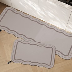 Market Plan 波浪廚房地墊2件組, 1套, 象牙白