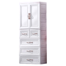 AOTTO 創意傢俱 58面寬輕奢款歐式雙開門五層衣櫃 優質PP 米白色, 58 x 36 x 148cm, AT-012