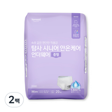 탐사 시니어 안온케어 언더웨어, 중형, 20매입, 2팩