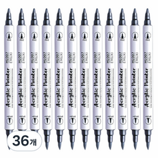 Touchfeel雙頭壓克力高光麥克筆, 36個, 銀色