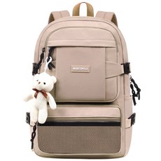 MARCO POLO 多層收納網眼後背包 MP324 +娃娃鑰匙圈組, 淺褐色的