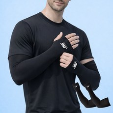 SKECHERS 防紫外線涼感袖套 掛指款, 黑色, 2個