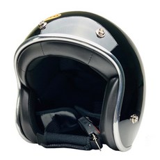 EVO 精裝銀邊款復古騎士安全帽 附冰絲面罩 顏色隨機, 鏡面黑